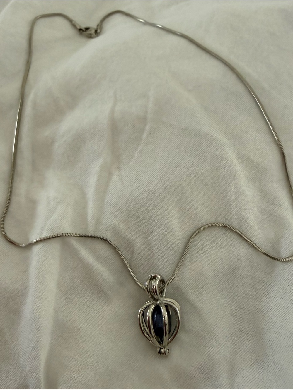 Necklace with Caged Black Pearl Pendant -  from DIY Pearl Harvesting Kit
